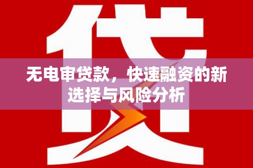 鹿寨无电审贷款，快速融资的新选择与风险分析